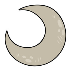 quirky hand drawn cartoon crescent moon