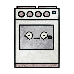 retro grunge texture cartoon kitchen oven