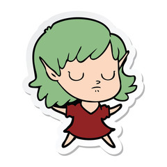 sticker of a cartoon elf girl