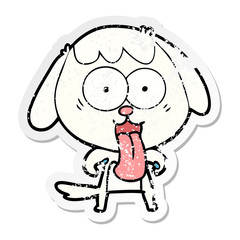 distressed sticker of a cute cartoon dog