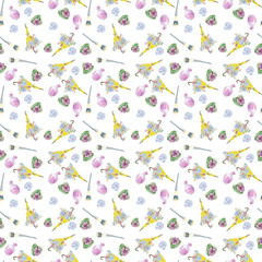 Spring seamless pattern, umbrella design and flowers