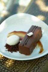 Chocolate bar with vanilla ice cream