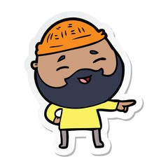 sticker of a cartoon happy bearded man