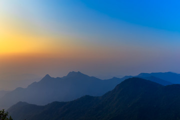 Fototapeta na wymiar Beautiful landscape in the morning of Phu Chi Fa National Park. Chiang Rai , Thailand