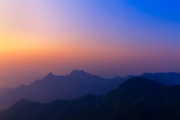 Beautiful landscape in the morning of Phu Chi Fa National Park. Chiang Rai , Thailand