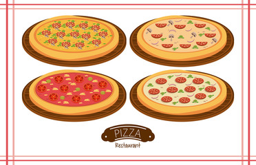 Pizza and ingredients set icons