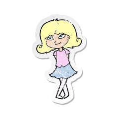 retro distressed sticker of a cartoon clever girl