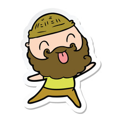 sticker of a man with beard sticking out tongue