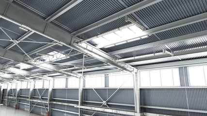 empty Hangar delivery warehouse 3d render illustration