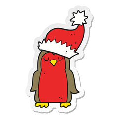 sticker of a cartoon christmas robin