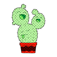 quirky comic book style cartoon cactus