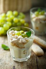 White grape trifle dessert or tiramisu