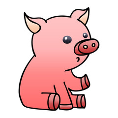 quirky gradient shaded cartoon pig