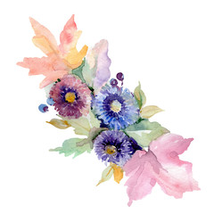 Bouquet floral botanical flowers. Watercolor background illustration set. Isolated bouquet illustration element.