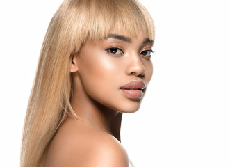 Beauty black skin woman african ethnic female face portrait