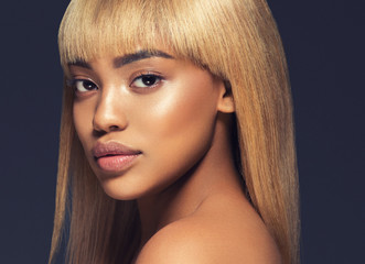 Beauty black skin woman african ethnic female face portrait