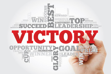 Victory word cloud with marker, business concept