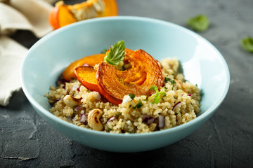 Roasted pumpkin with quinoa salad