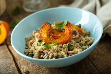 Roasted pumpkin with quinoa salad