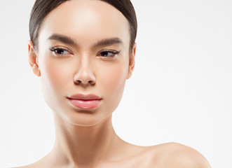 Fototapeta premium Beautiful woman female skin care healthy hair and skin close up face beauty portrait