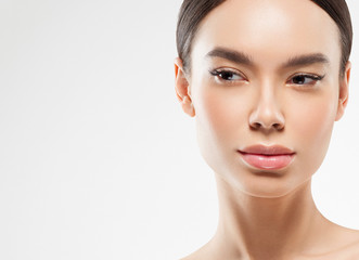 Obraz premium Beautiful woman female skin care healthy hair and skin close up face beauty portrait