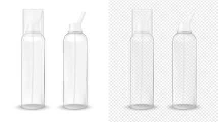Transparent plastic bottle with pump dispenser and cap