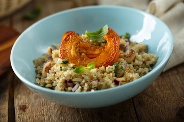 Roasted pumpkin with quinoa salad