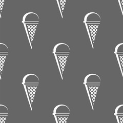 ice cream cone seamless pattern. vector illustration on gray background