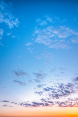 Background of the sky with clouds in the evening at sunset