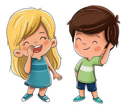 Ni&ntilde;os amigos sonriendo felices