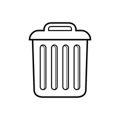 Icono plano lineal cubo de basura en color negro