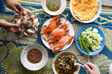 Season seafood Popular menu in Thailand