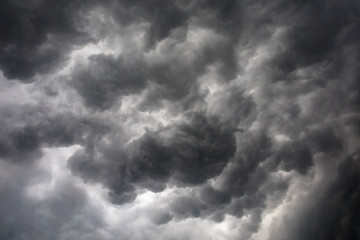 Dark or black clouds on the sky before storm raining.