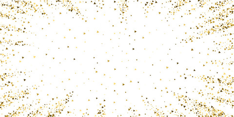 Fototapeta na wymiar Gold triangles luxury sparkling confetti. Scattere