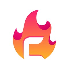 Abstract Fire Letter C Design Vector Template