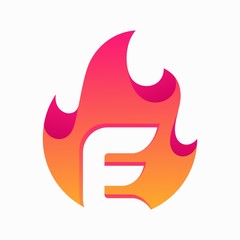 Abstract Fire Letter E Design Vector Template