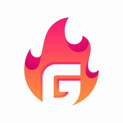 Abstract Fire Letter G Design Vector Template
