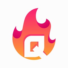 Abstract Fire Letter Q Design Vector Template
