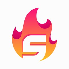 Abstract Fire Letter S Design Vector Template