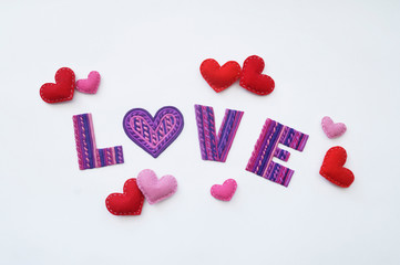 Love from clay. Plasticine letters the view from the top.