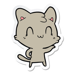 Obraz na płótnie Canvas sticker of a cartoon happy cat