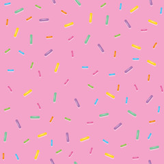 seamless pattern colorful sweet sprinkles on pink background vector illustration EPS10