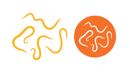 Worm intestinal parasite logo. Isolated parasite on white background