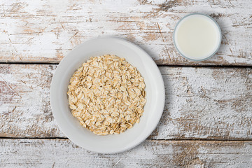 white plate with oat flakes