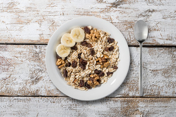 white plate with oat flakes