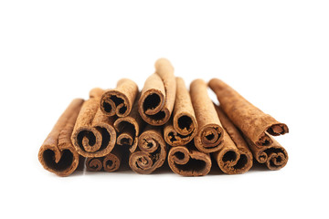 Cinnamon sticks isolated on white background