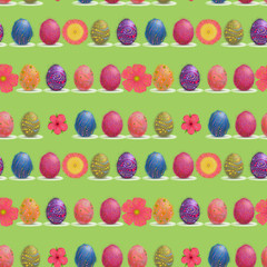 Easter Eggs In-Line Seamless Pattern. Festive Easter Design for Print, Background, Gift Wrap, and Textile.