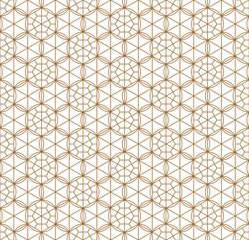 Seamless japanese pattern shoji kumiko in golden.
