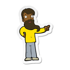 sticker of a cartoon man with beard pointing