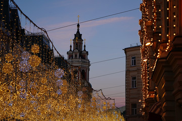 lights in the center of Moscow